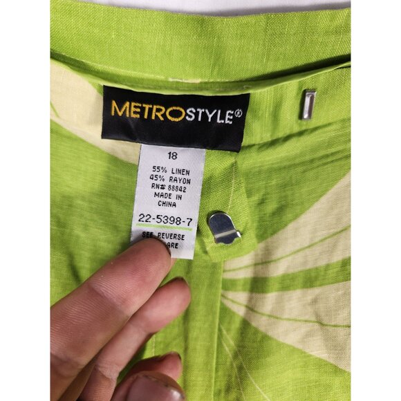 MetroStyle Womens Plus Linen Pants DragonFly Print Kitschy Fairycore Luxe 18 - Picture 5 of 5